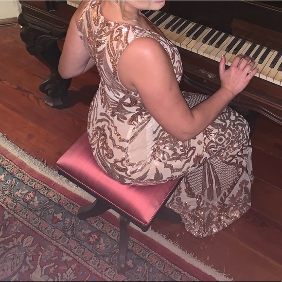 Rose Gold Sequin Bridesmaid Dress / Gown - Picture 4 of 4